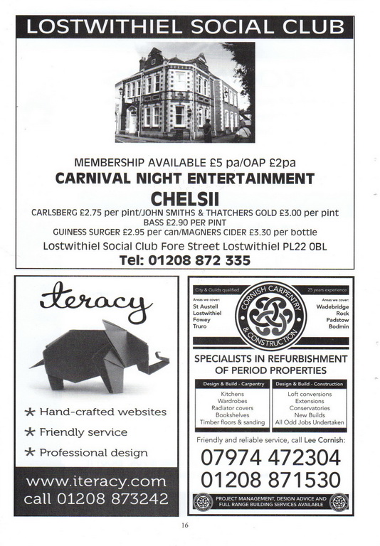 2013 Lostwithiel Carnival Programme Page 16